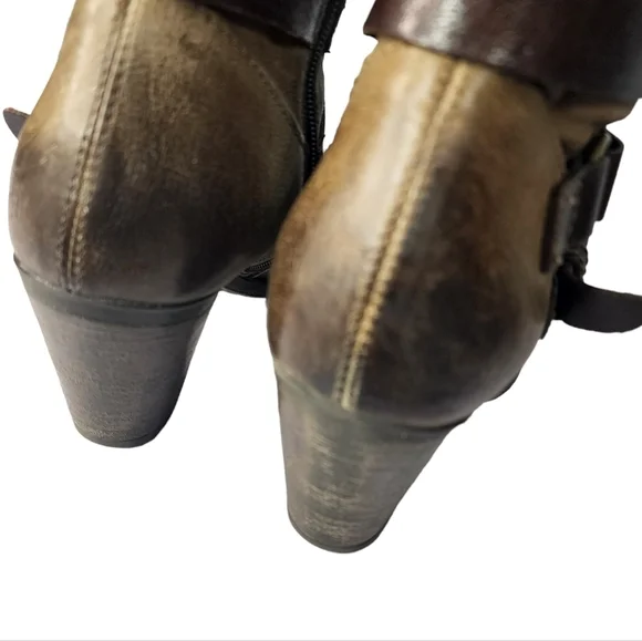 Martina Buraro Italy Leather Ankle Boots Harness Distressed Fleece Lined Heel - Picture 4 of 7